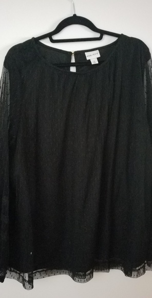 Black blouse with lace overlay - Picture 1 of 2